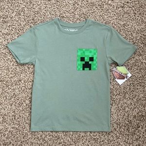 NWT Minecraft Creeper Pocket Tee Shirt